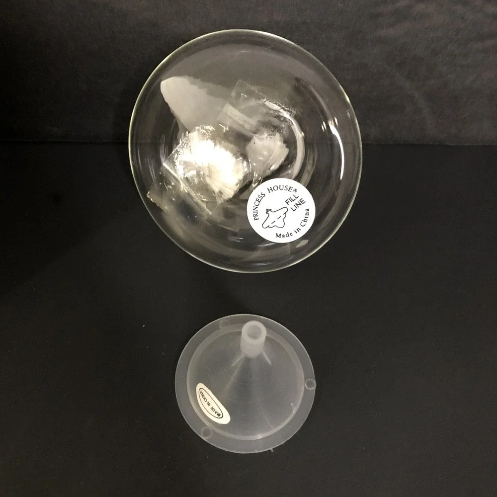 Princess House Crystal Floating Oil Lamps 3 Piece with Funnel #601 NEW in Box